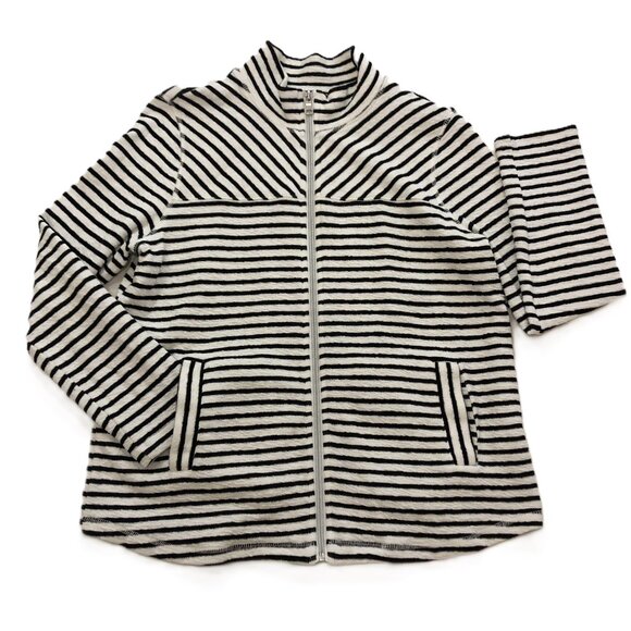 Ruby Rd. Jackets & Blazers - Ruby Rd. Sweatshirt Jacket Striped Full Zip Mock Neck Size M Petite Cotton blend